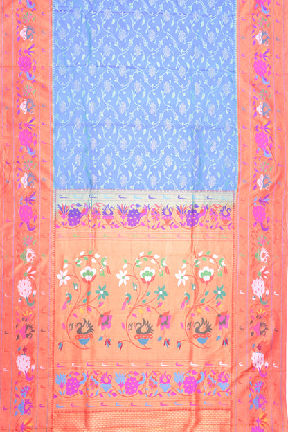Muniya Silk Jaal Teal Blue Saree