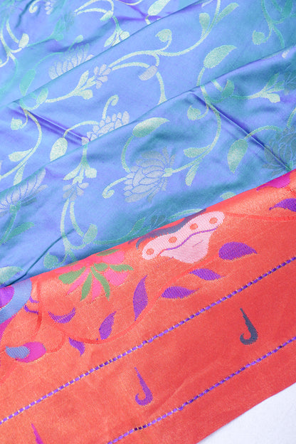 Muniya Silk Jaal Teal Blue Saree