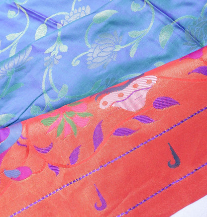 Muniya Silk Jaal Teal Blue Saree