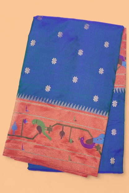 Muniya Silk Butta Teal Blue Saree