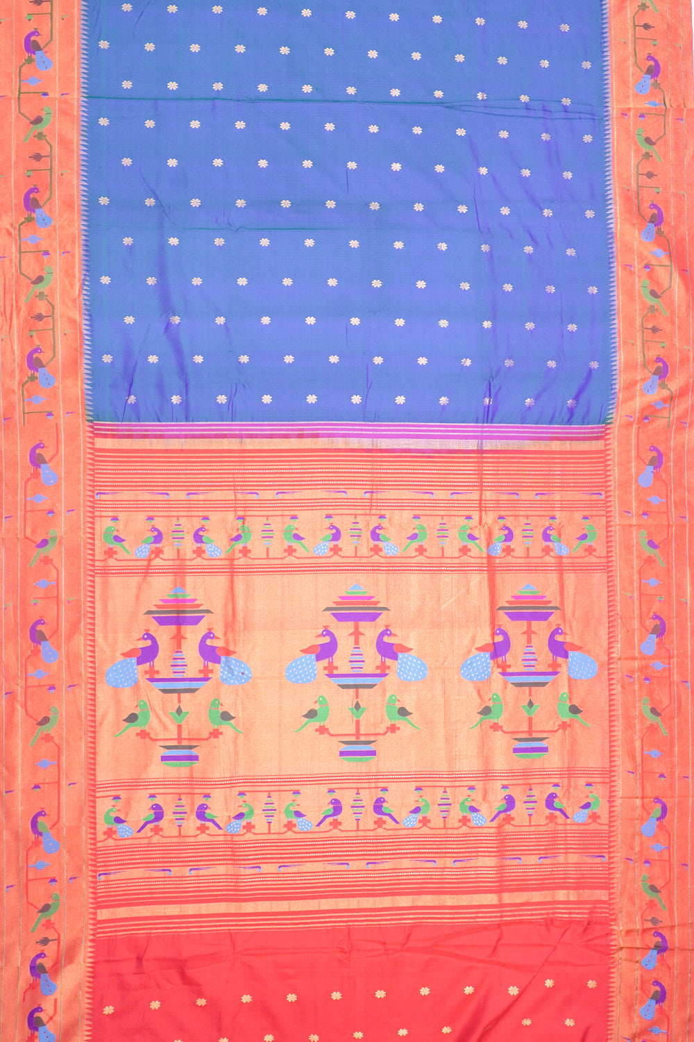 Muniya Silk Butta Teal Blue Saree