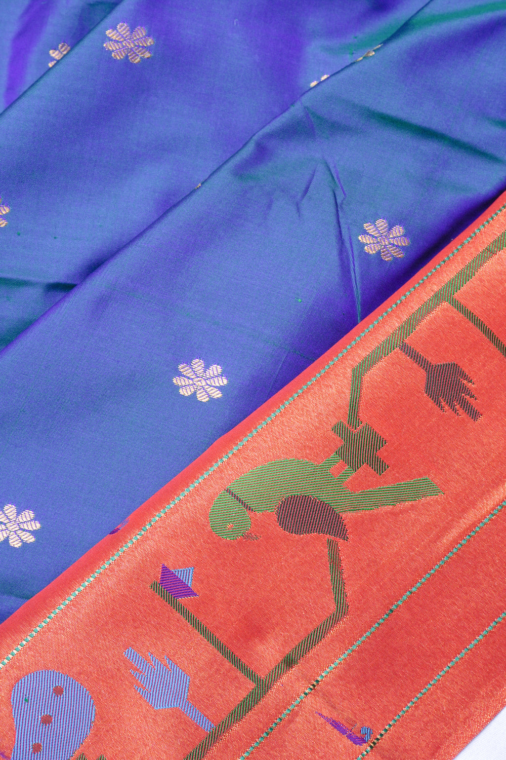 Muniya Silk Butta Teal Blue Saree