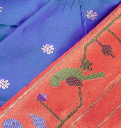 Muniya Silk Butta Teal Blue Saree