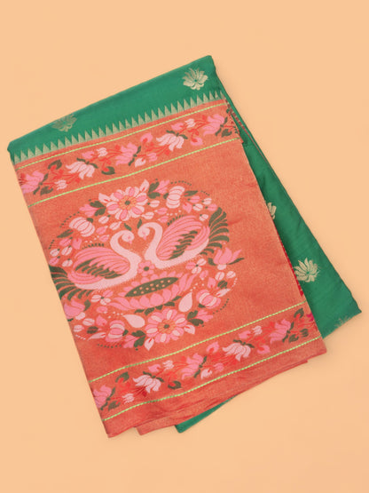 Muniya Silk Butta Green Saree