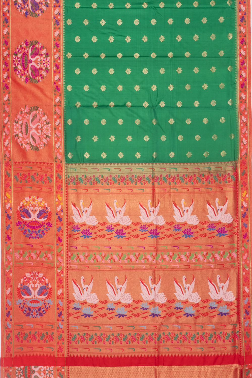 Muniya Silk Butta Green Saree