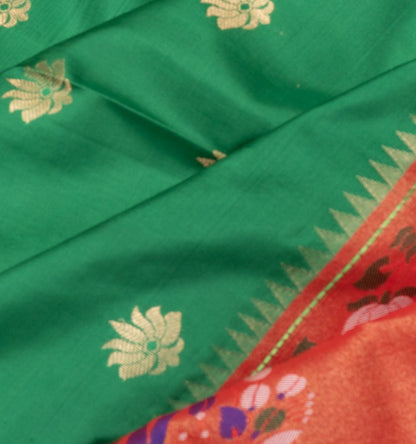 Muniya Silk Butta Green Saree
