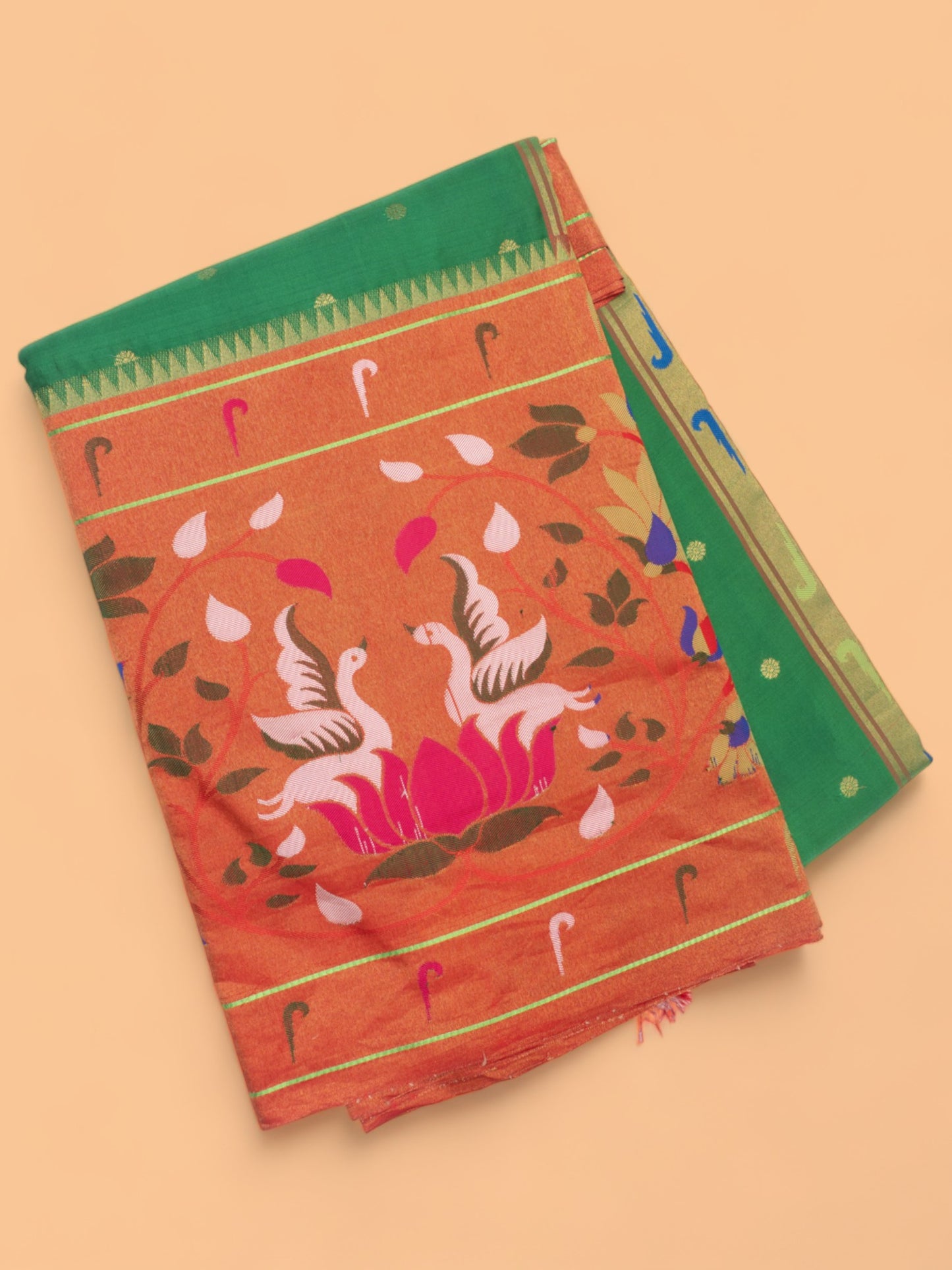 Muniya Silk Butta Green Saree