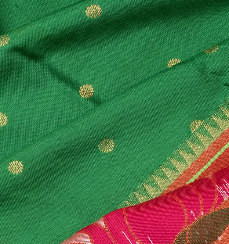 Muniya Silk Butta Green Saree