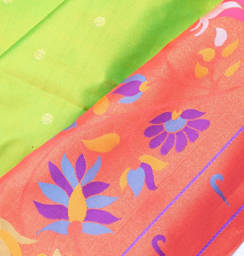 Muniya Silk Butta Green Saree