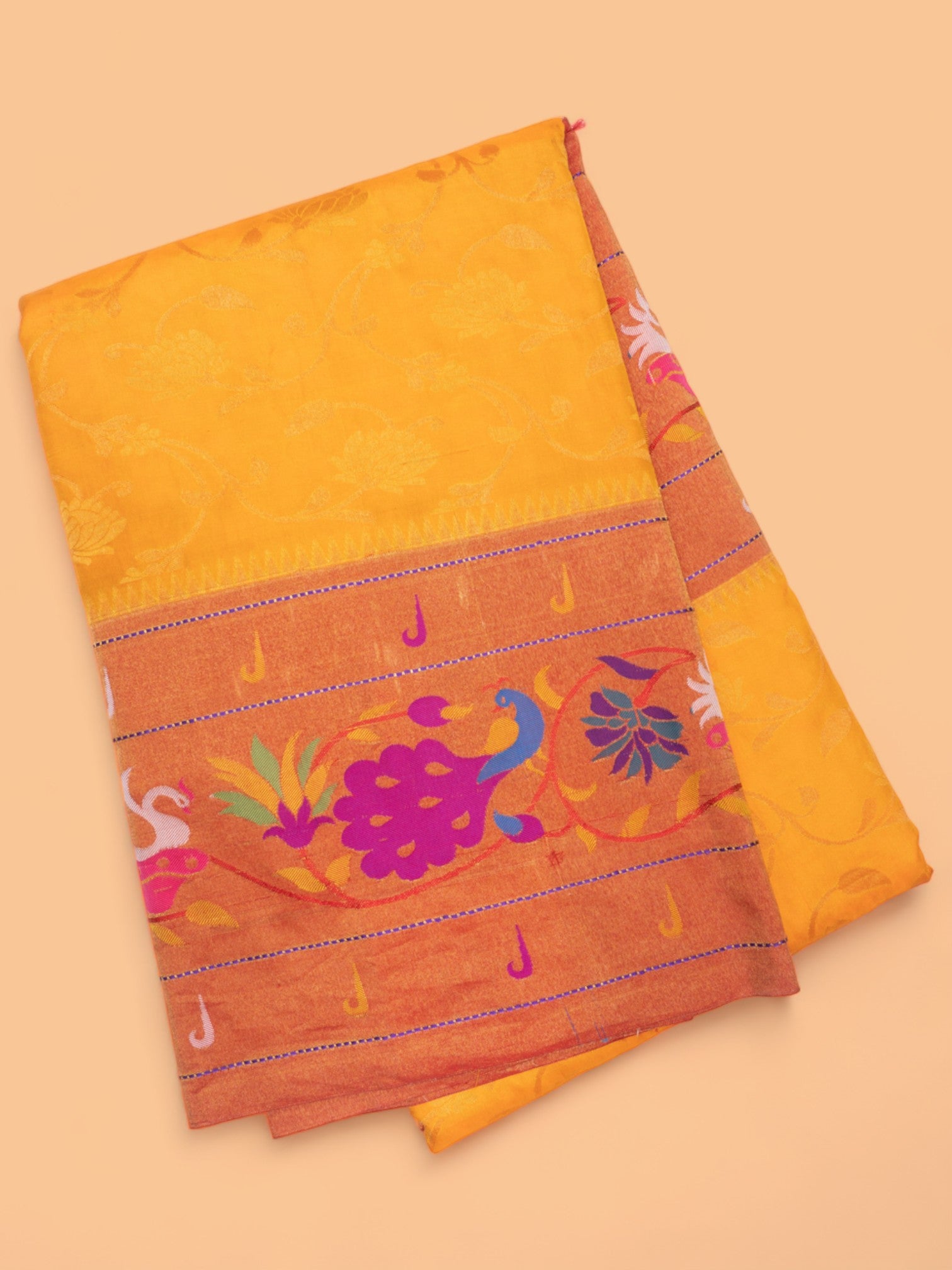 Muniya Silk Jaal Mustard Yellow Saree