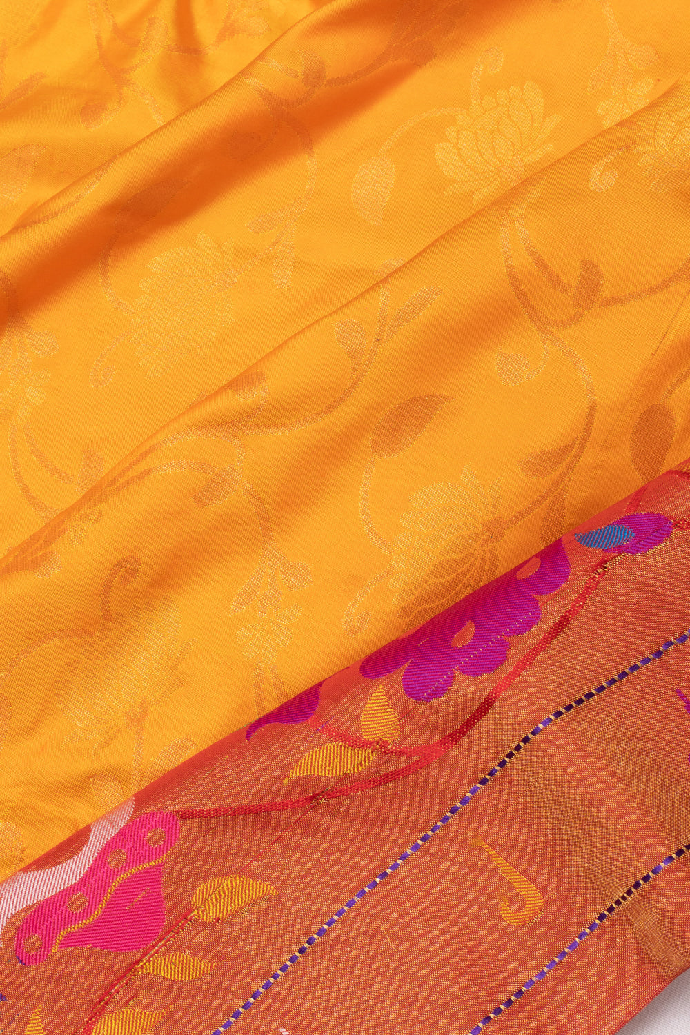 Muniya Silk Jaal Mustard Yellow Saree