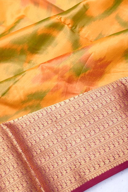 Soft Silk Printed Mustard Yellow Saree