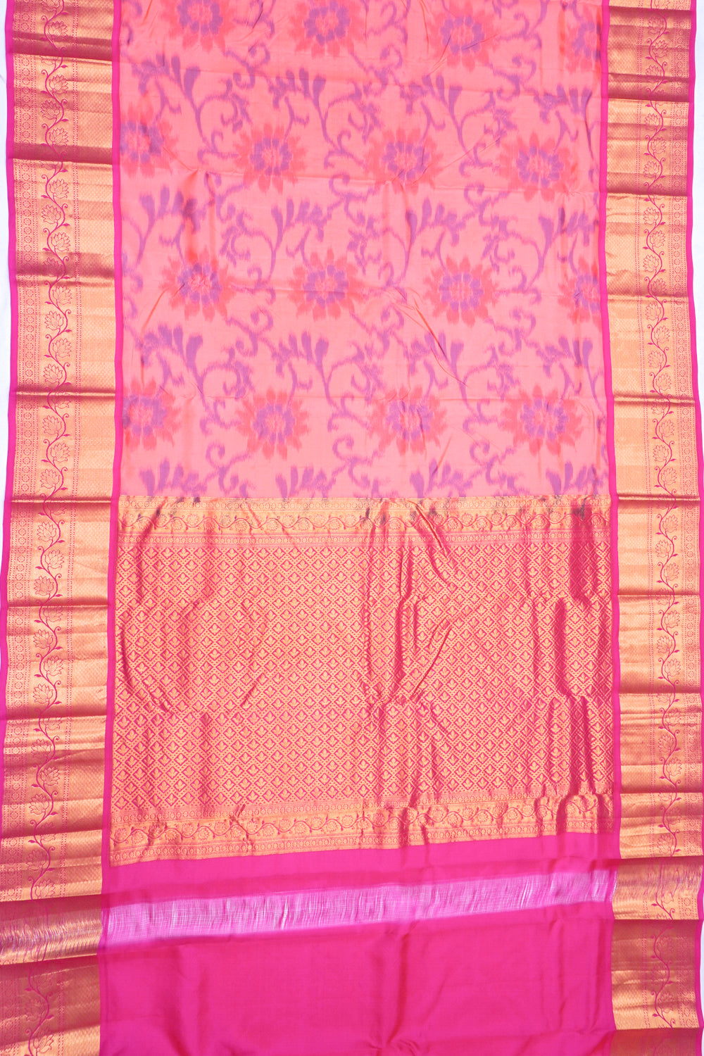 Soft Silk Ikat Peach Saree