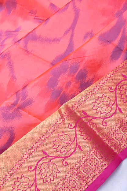 Soft Silk Ikat Peach Saree
