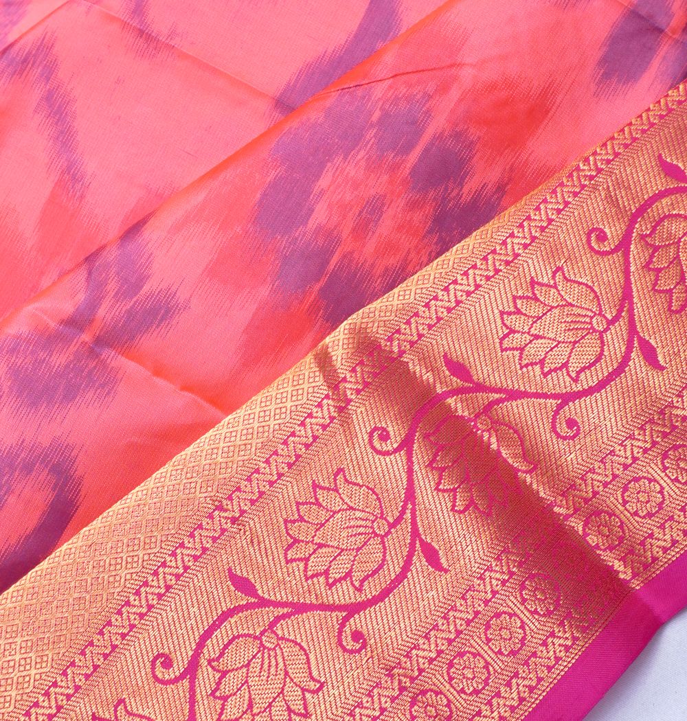 Soft Silk Ikat Peach Saree