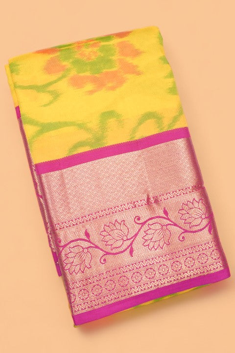 Soft Silk Ikat Yellow Saree