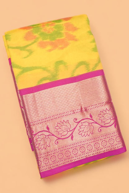 Soft Silk Ikat Yellow Saree