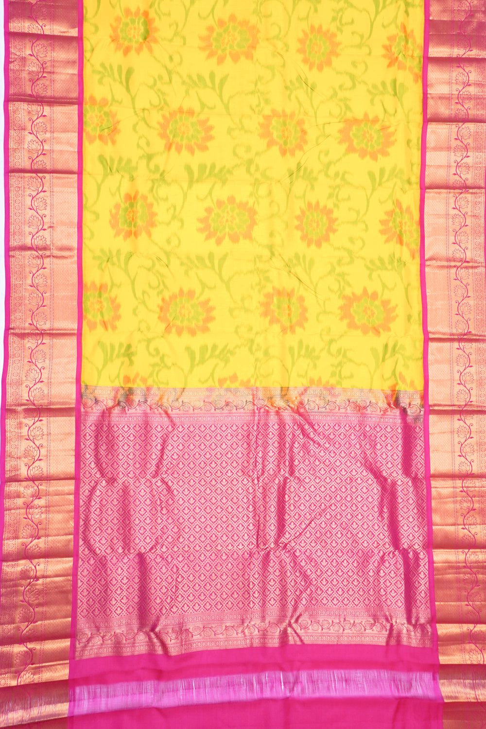 Soft Silk Ikat Yellow Saree