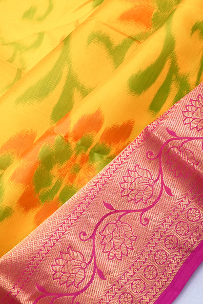 Soft Silk Ikat Yellow Saree