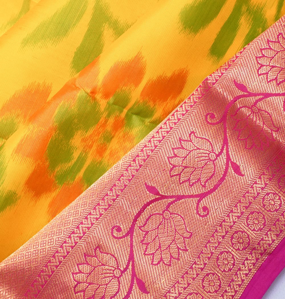 Soft Silk Ikat Yellow Saree