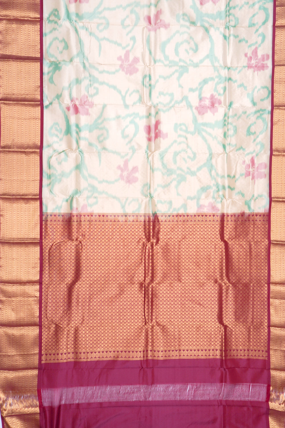 Soft Silk Printed Cream Saree