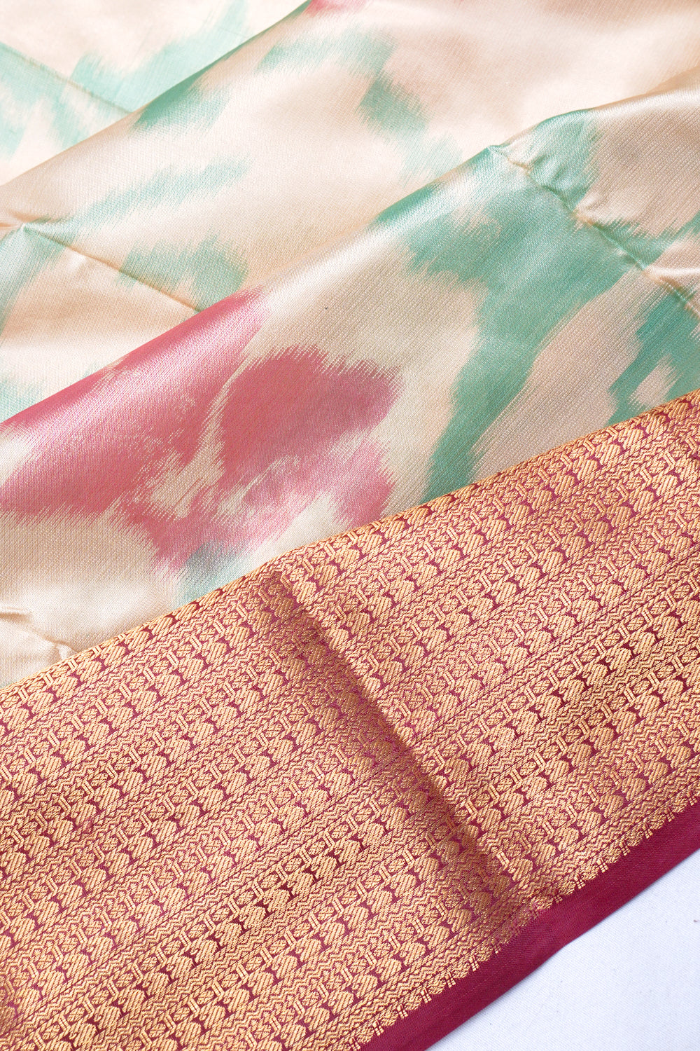 Soft Silk Printed Cream Saree