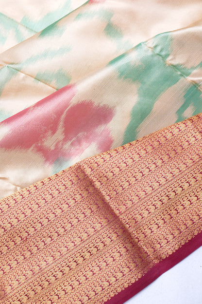 Soft Silk Printed Cream Saree