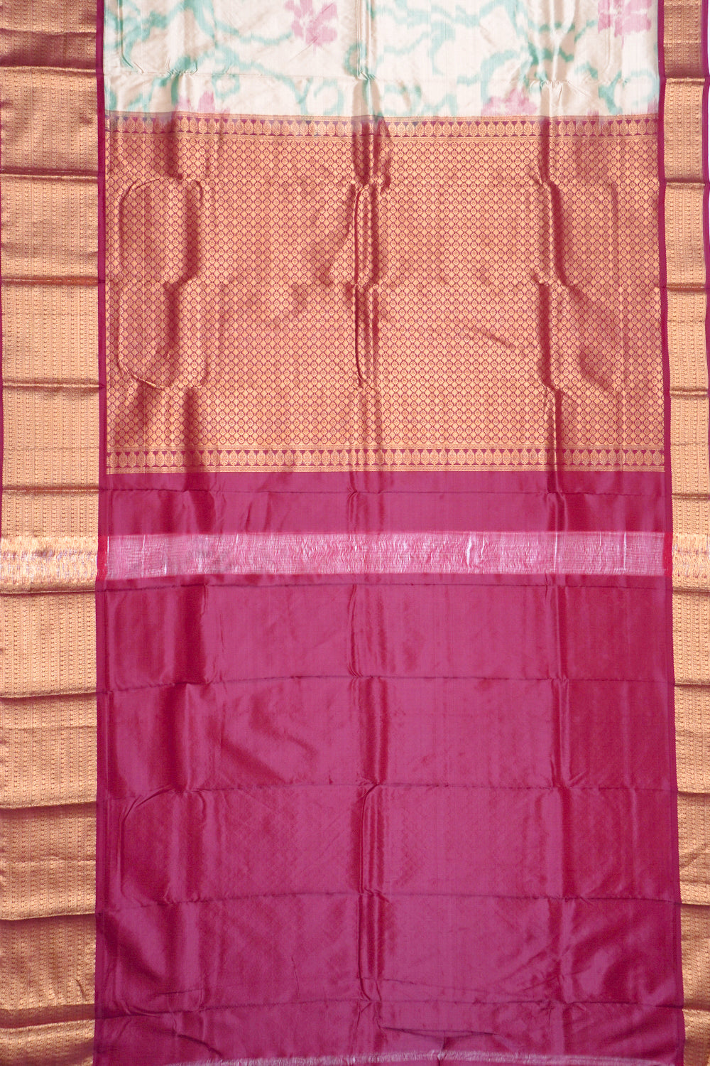 Soft Silk Printed Cream Saree