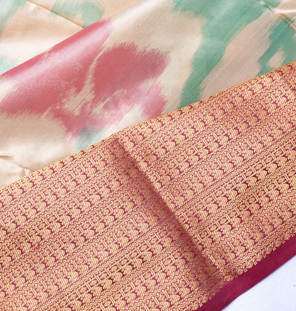 Soft Silk Printed Cream Saree