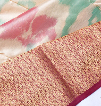 Soft Silk Printed Cream Saree