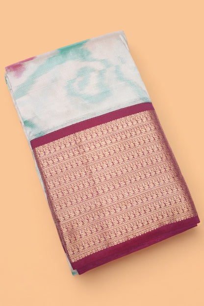 Soft Silk Ikat Cream Saree