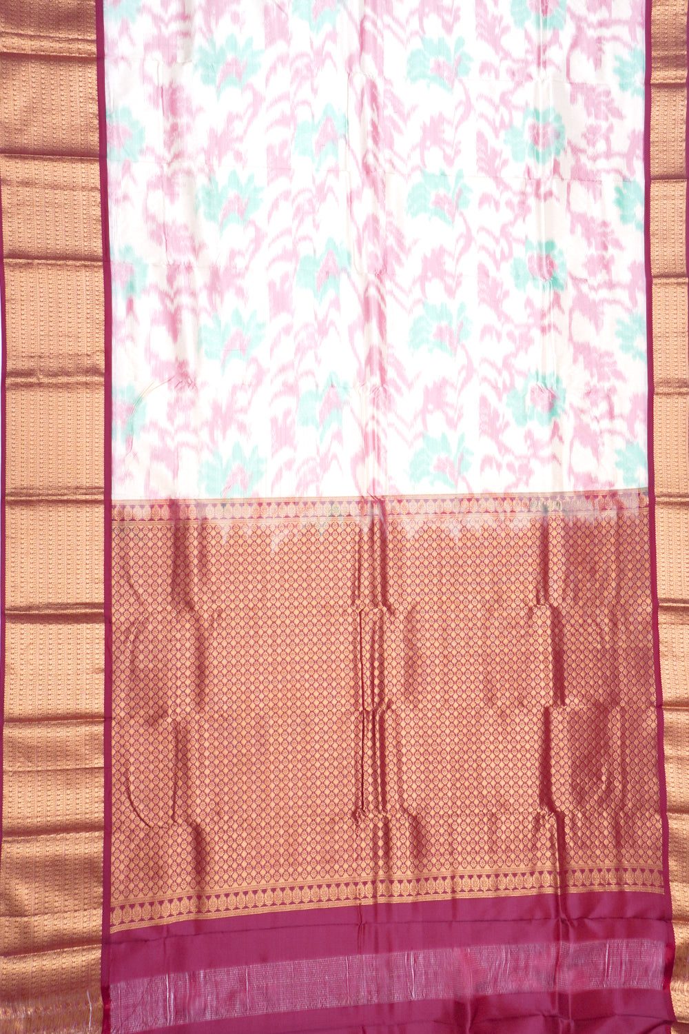Soft Silk Ikat Cream Saree