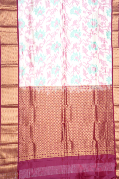 Soft Silk Ikat Cream Saree