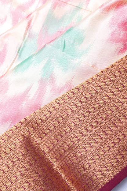 Soft Silk Ikat Cream Saree