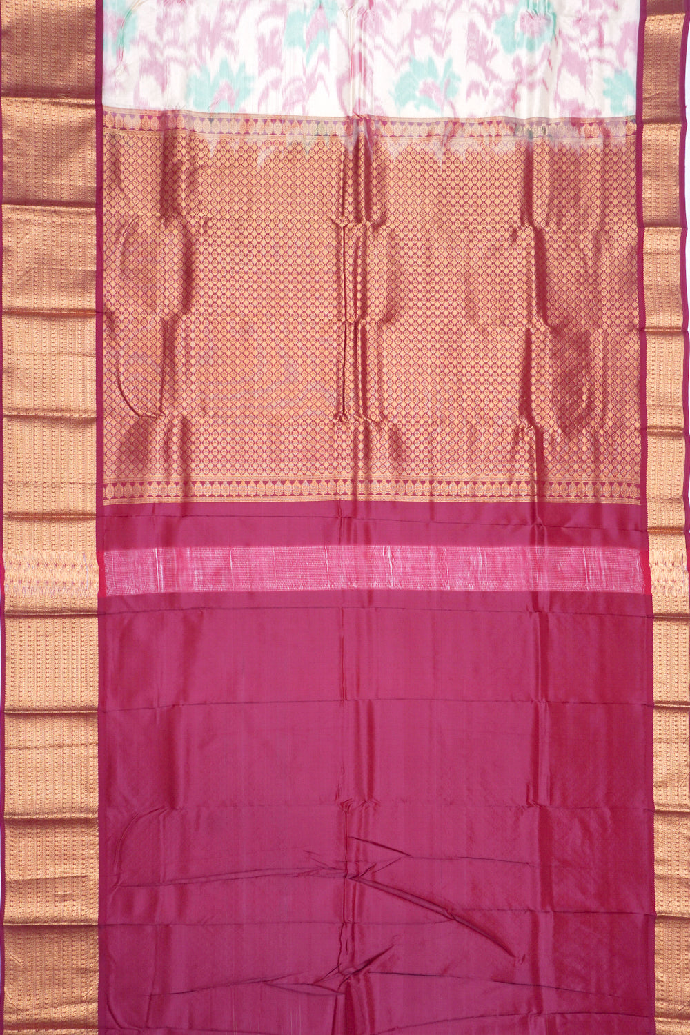 Soft Silk Ikat Cream Saree