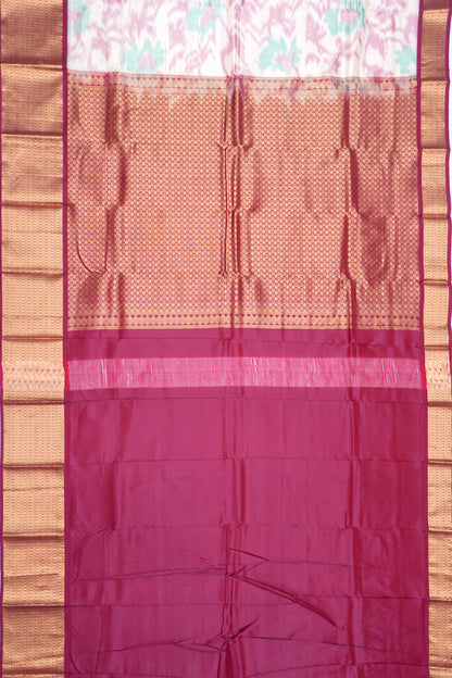 Soft Silk Ikat Cream Saree