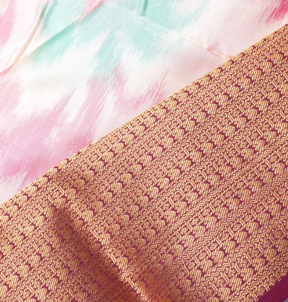 Soft Silk Ikat Cream Saree
