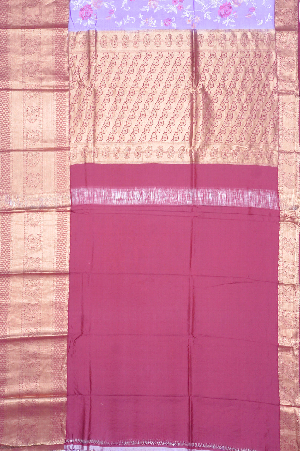 Chiniya Silk Floral Embroider Lavender Saree