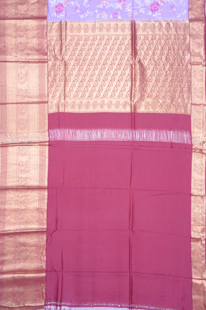 Chiniya Silk Floral Embroider Lavender Saree