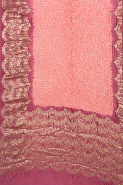 Chiniya Silk Bandhani Peach Saree