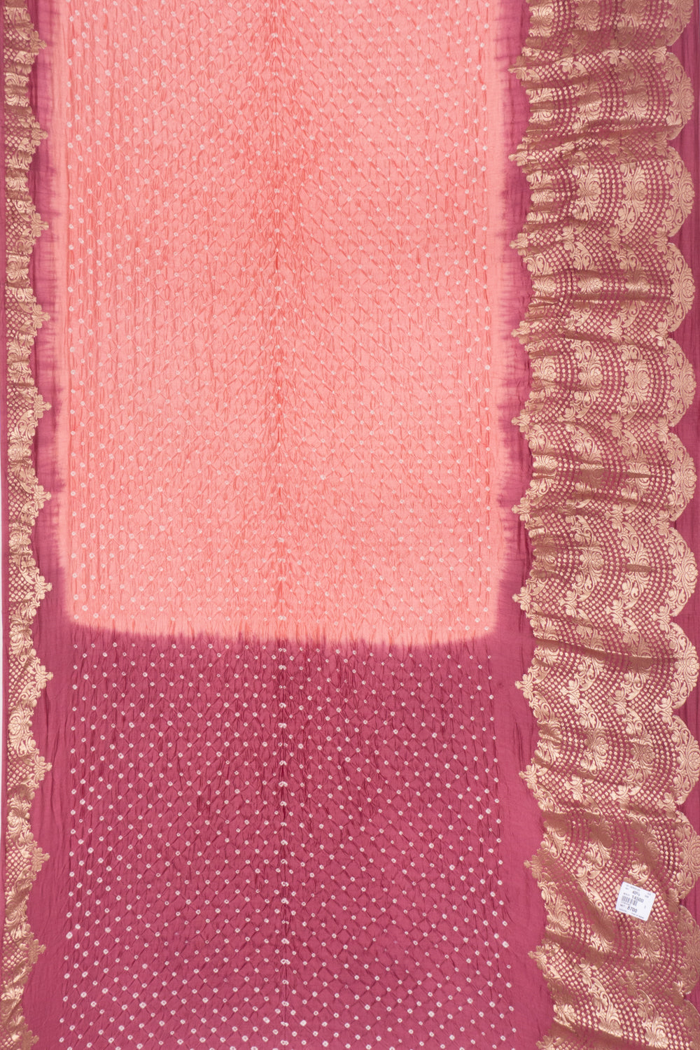 Chiniya Silk Bandhani Peach Saree
