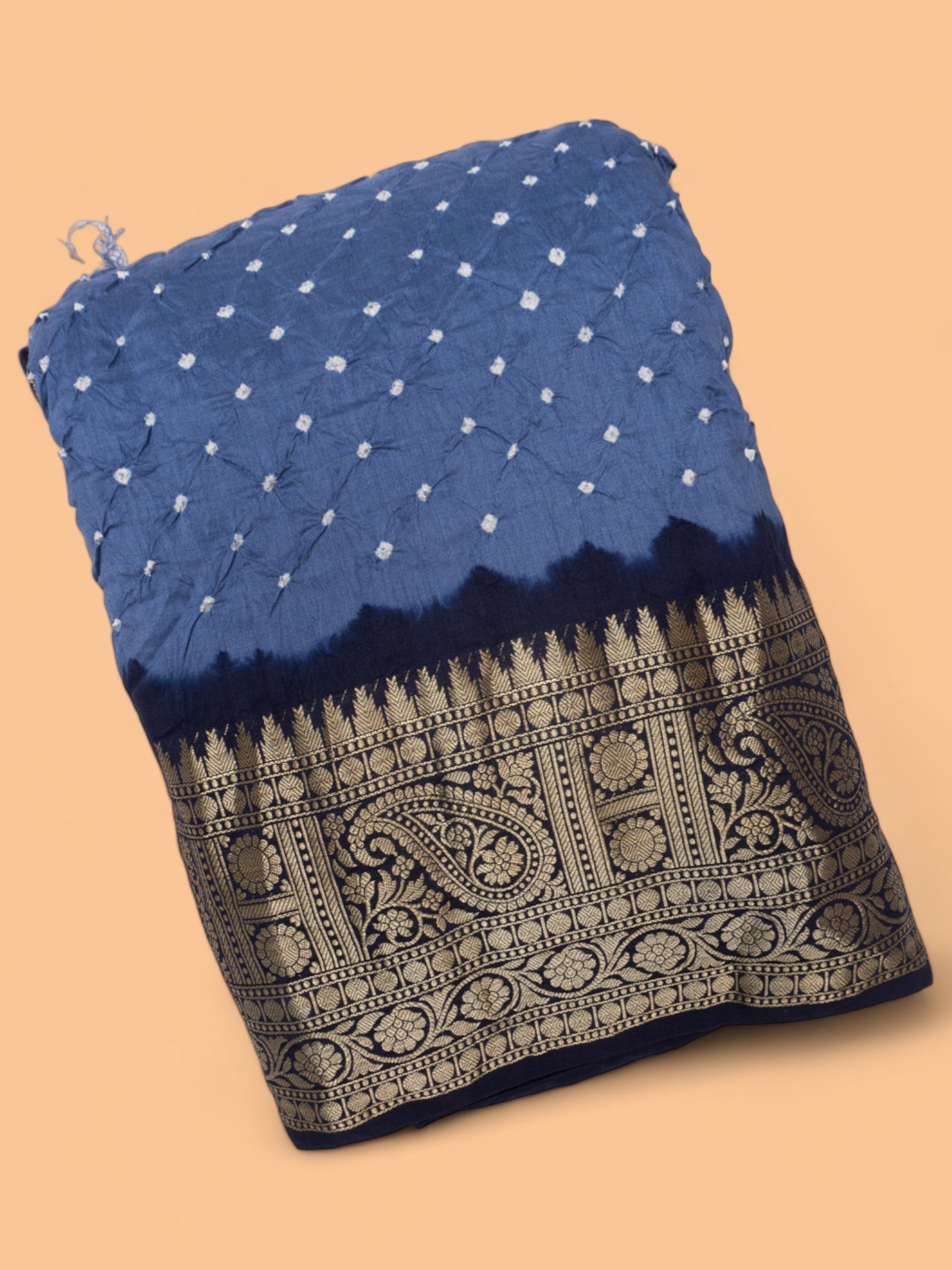 Chiniya Silk Bandhani Pastel Blue Saree