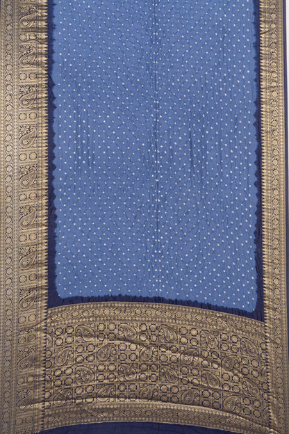 Chiniya Silk Bandhani Pastel Blue Saree