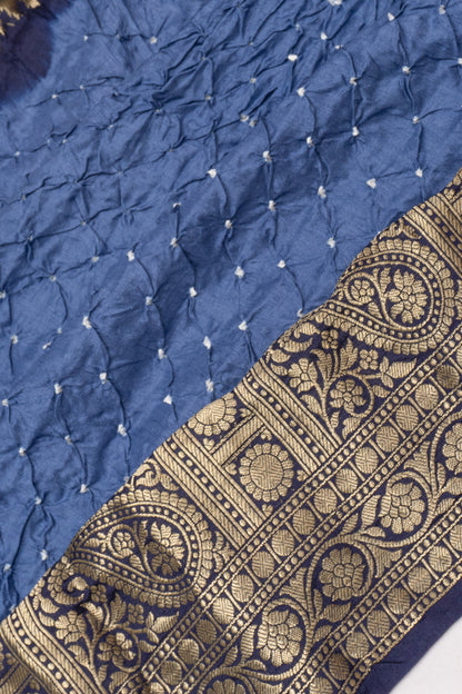 Chiniya Silk Bandhani Pastel Blue Saree
