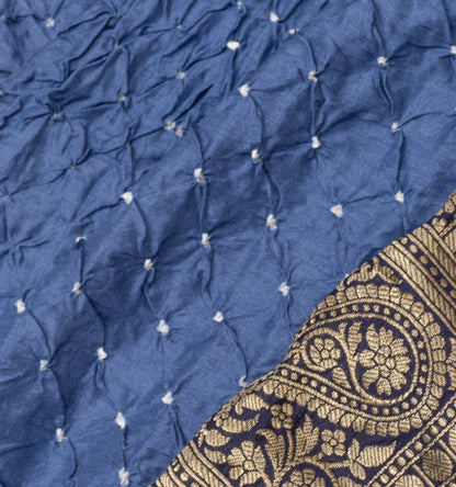 Chiniya Silk Bandhani Pastel Blue Saree