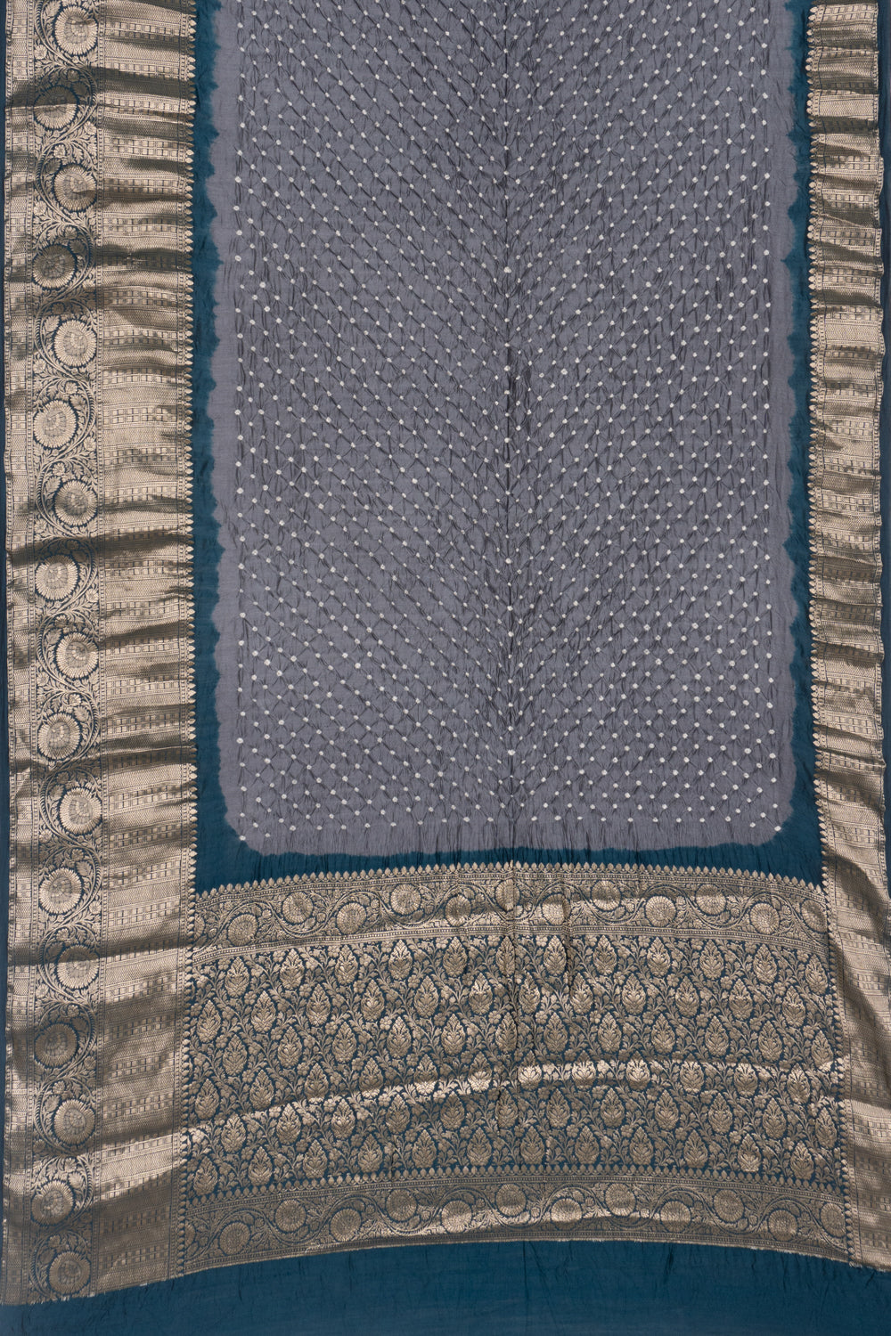 Chiniya Silk Bandhani Grey Saree