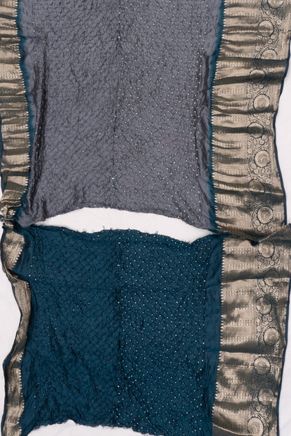 Chiniya Silk Bandhani Grey Saree
