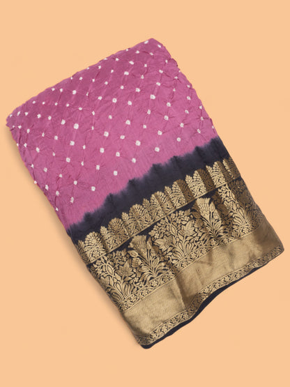Chiniya Silk Bandhani Lilac Saree