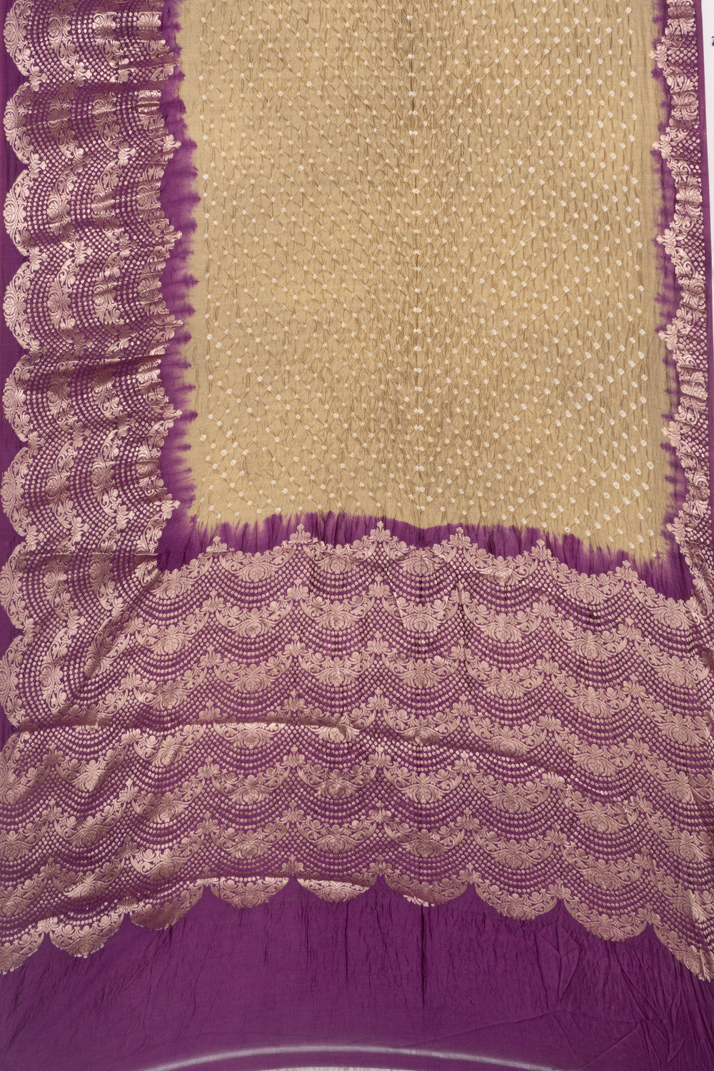 Chiniya Silk Bandhani Beige Saree