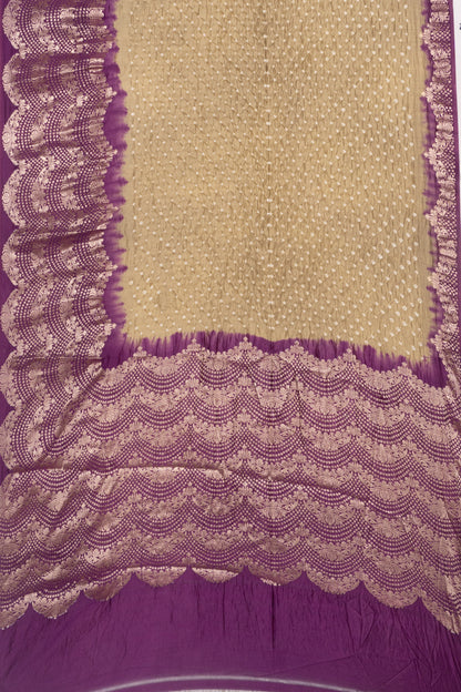 Chiniya Silk Bandhani Beige Saree